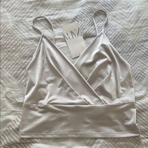 Elegant Cream Wrap Top